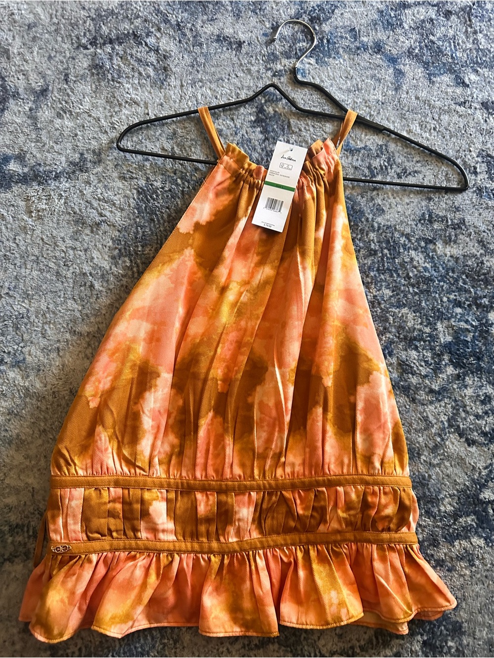 WomenOrange Tie-Dye Halter Dress